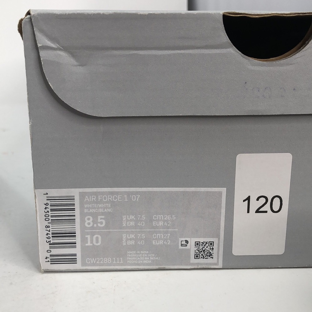 Nike Mens Air Force 1 07’ Low Triple White CW2288-111 Classic Sneakers -Size 8.5 - Picture 4 of 16